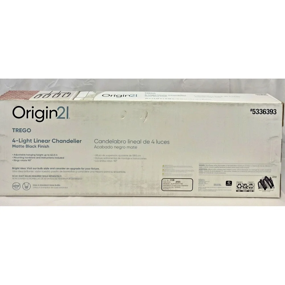 Origin 21 TREGO ELW70200L2-MB 4-Light Linear Chandelier 39